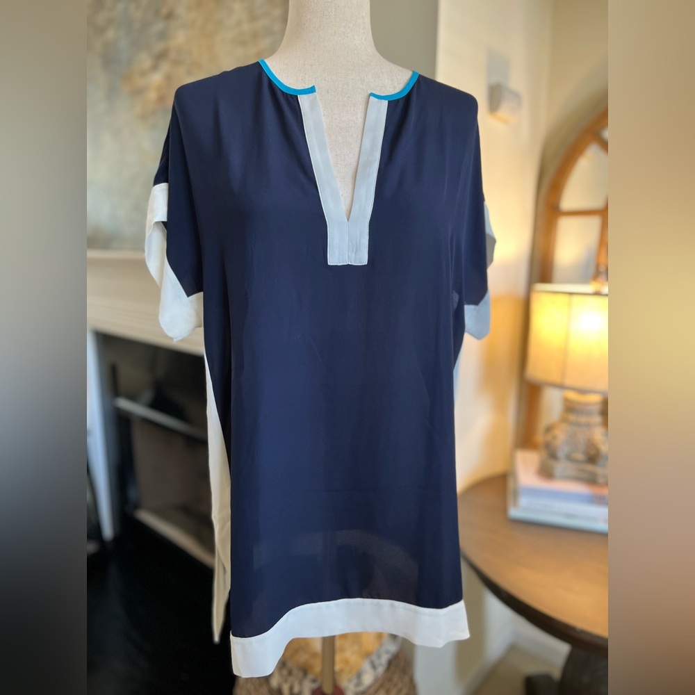 EUC JCrew Navy Color-block Tunic size XXS